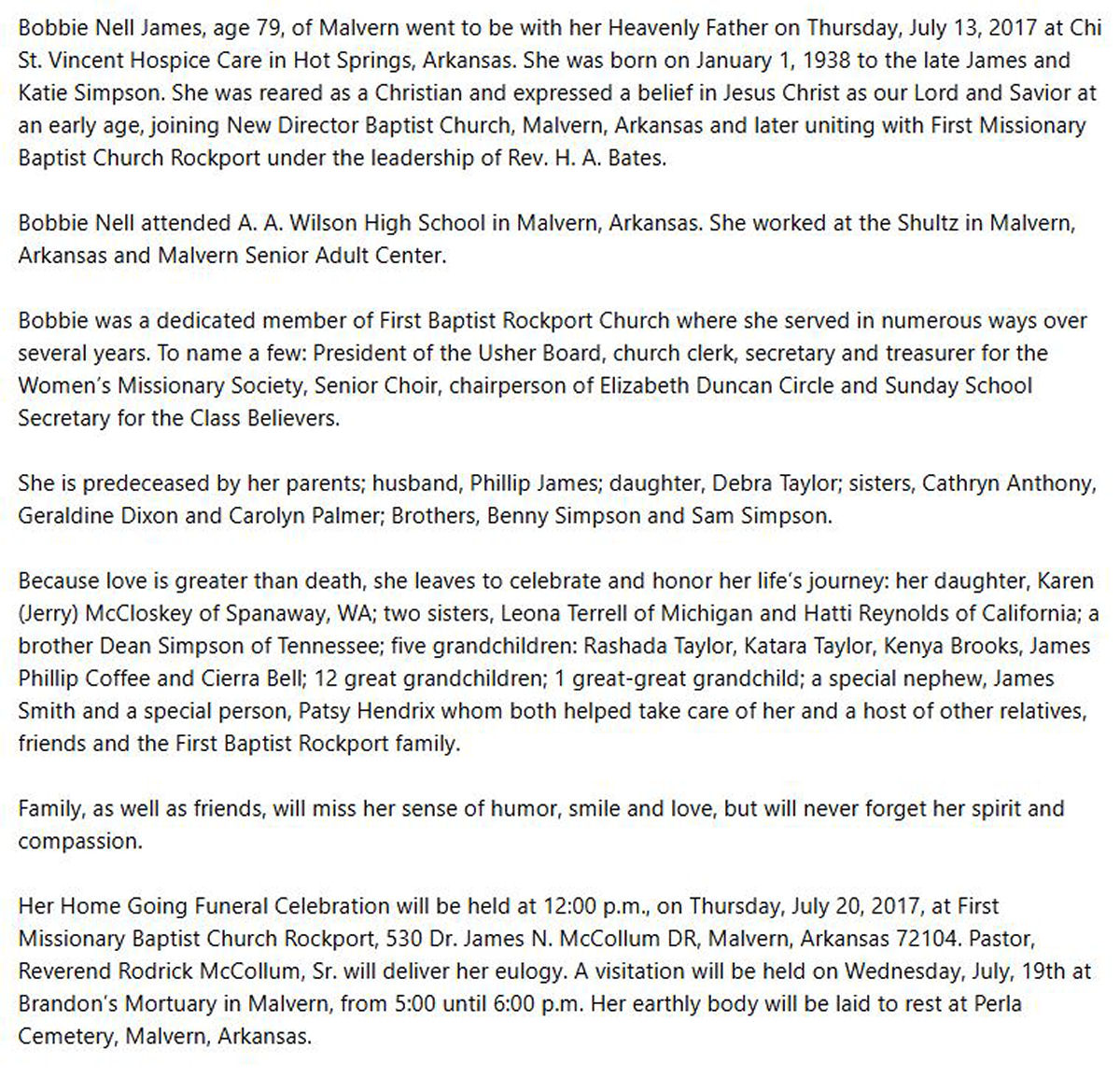 Obituary page 1