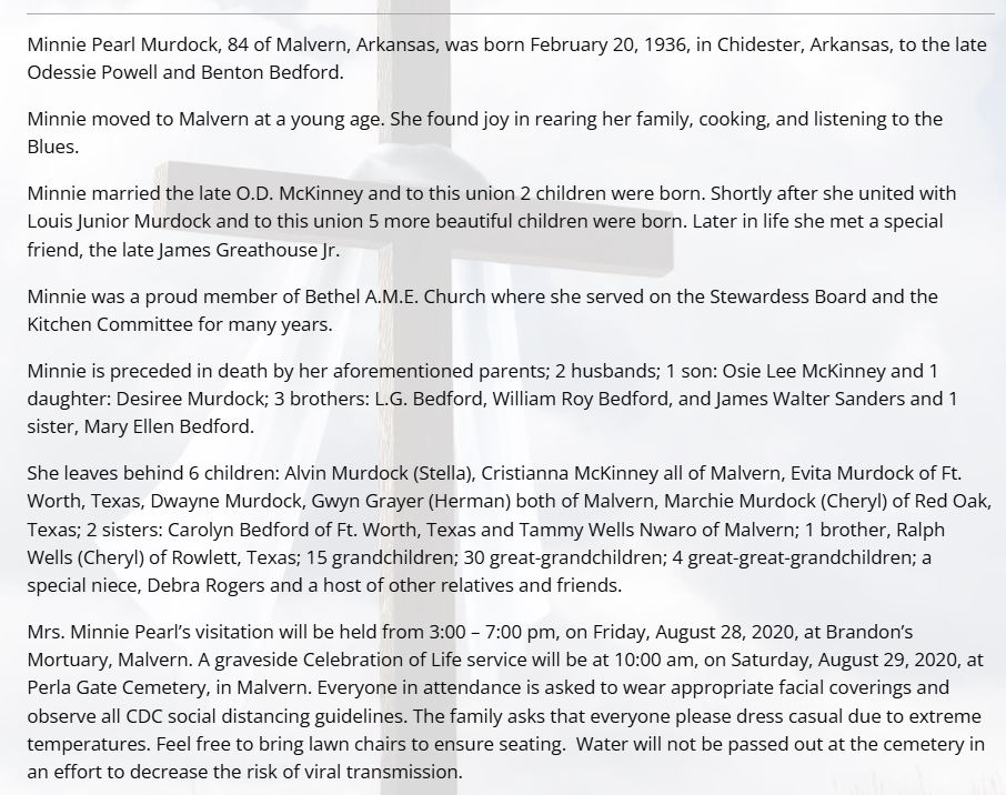 Obituary page 1