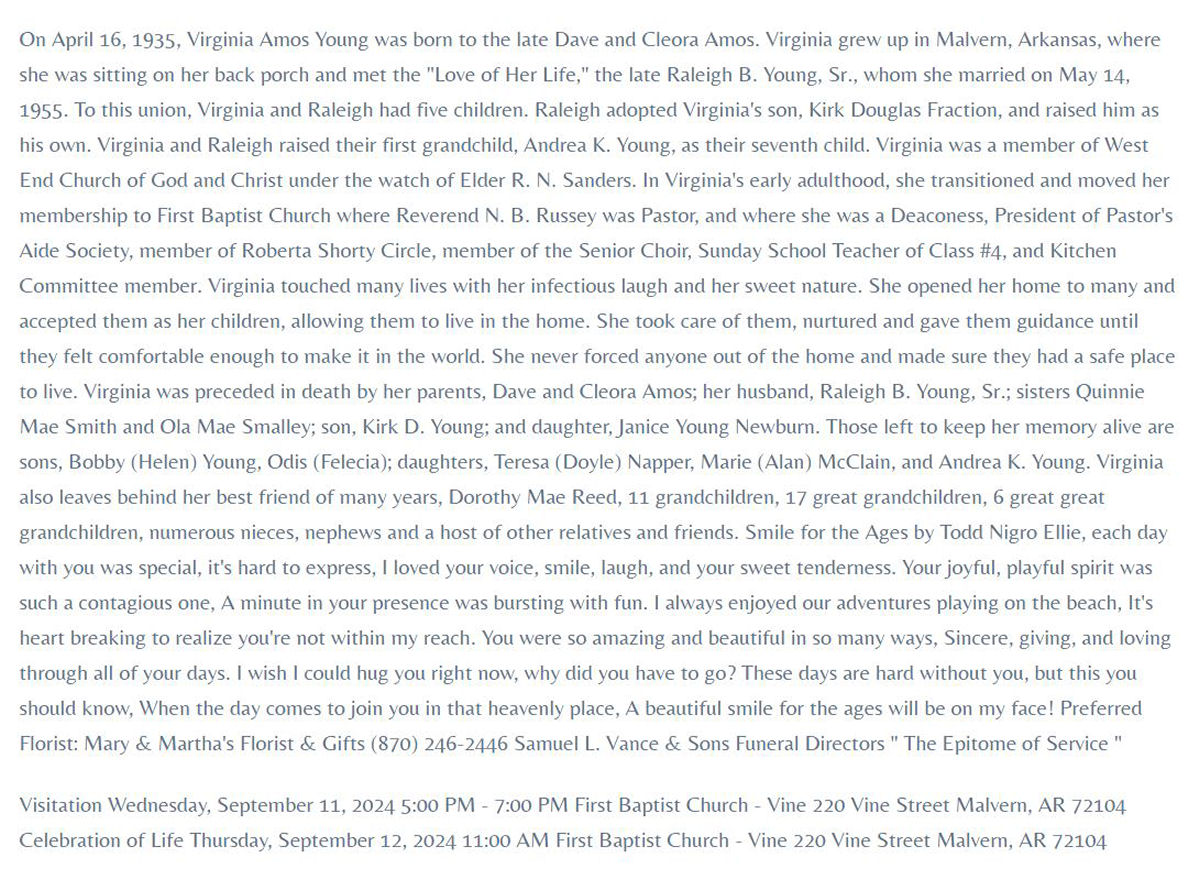 Obituary page 1