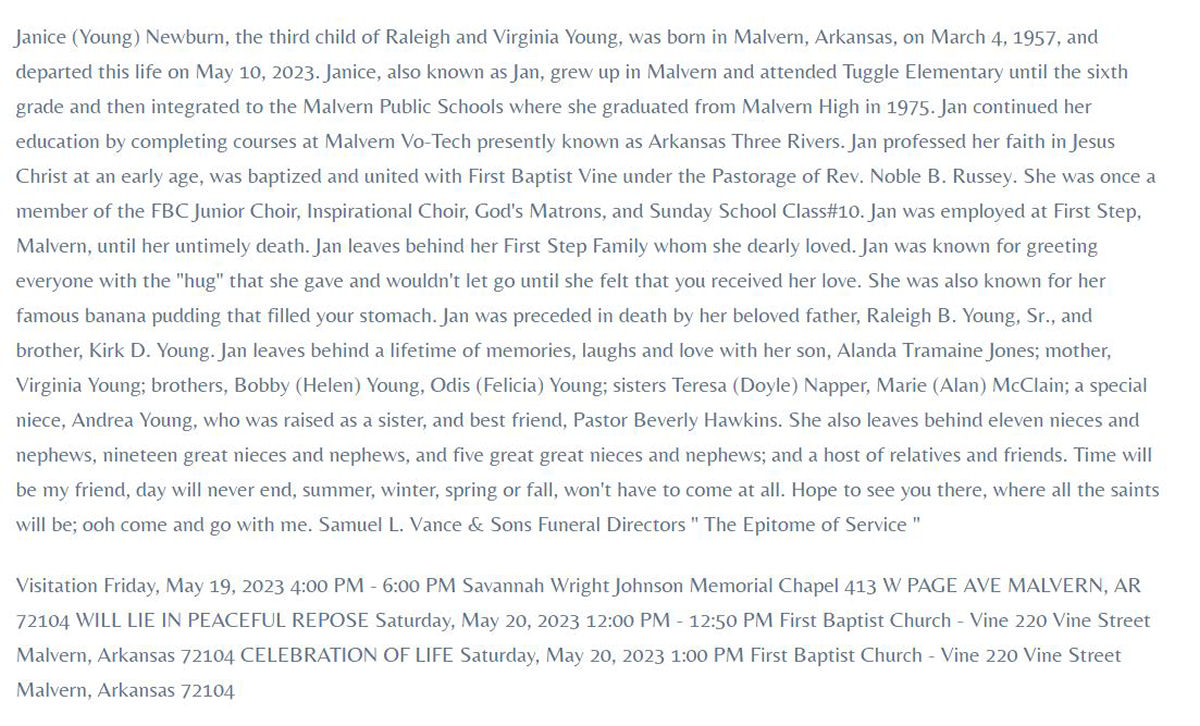 Obituary page 1