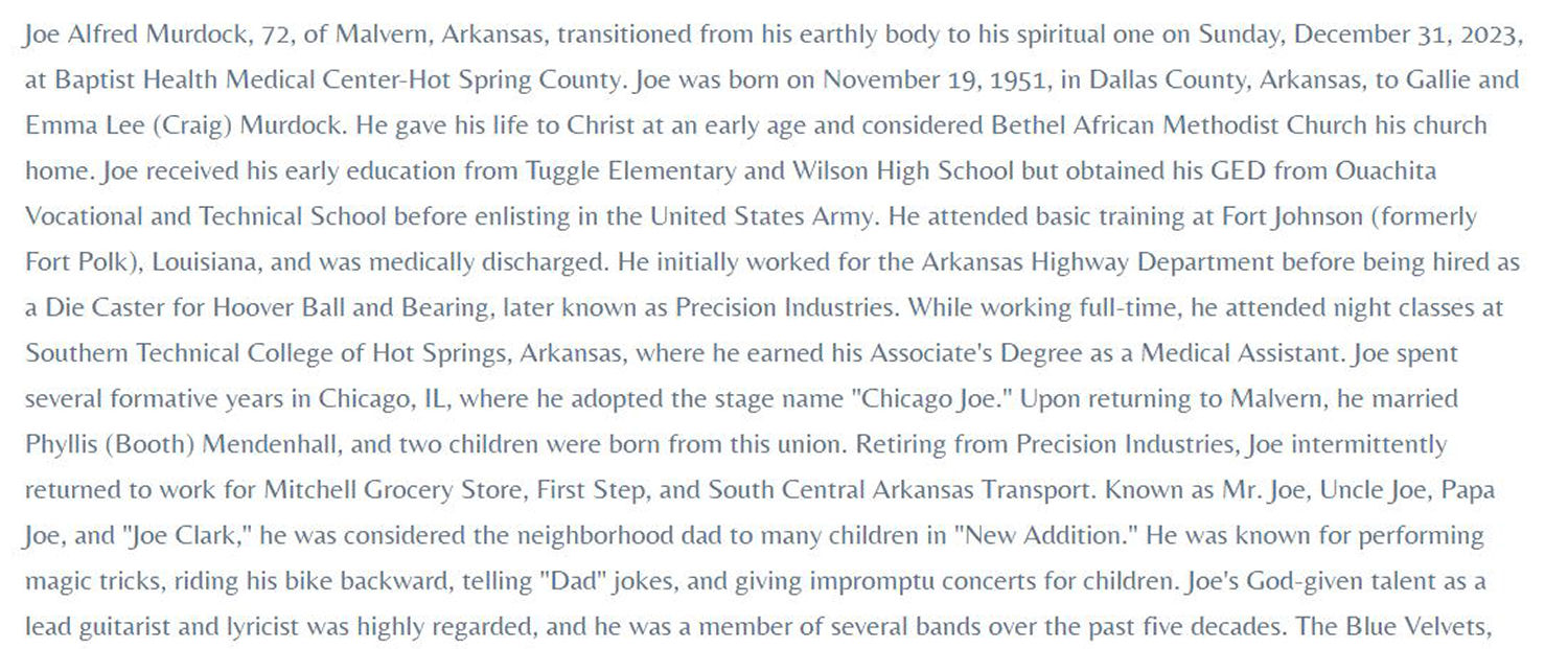 Obituary page 1